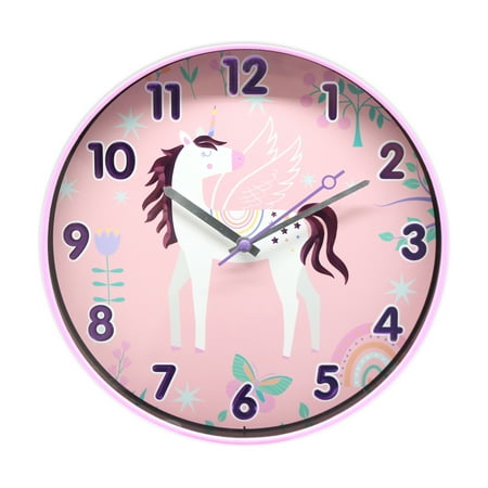 Your Zone 12 Quartz Unicorn Pink Glitter Indoor Wall Clock, Easy Installation