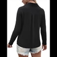 thumbnail image 3 of Camisetas de Mujer con Botones, Mangas 3/4, Cuello en V, Camisetas Casuales de Verano para Mujer Negro S, 3 of 7