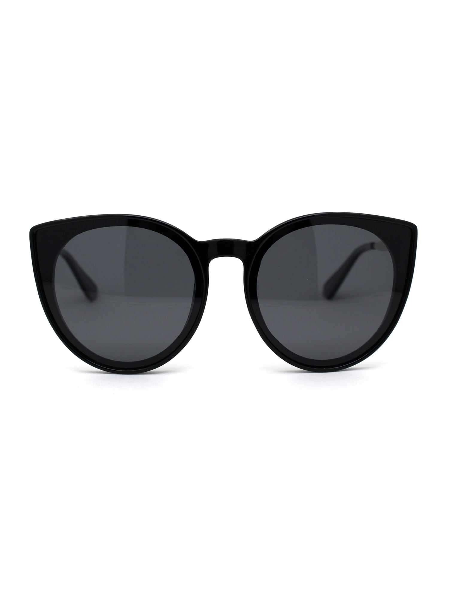 Womens Round Polarized Oversize Cat Eye Chic Plastic Retro Sunglasses All Black Womens Round Polarized Oversize Cat Eye Chic Plastic Retro Sunglasses All Black