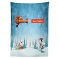 thumbnail image 3 of Ambesonne Christmas Tablecloth Rectangular Table Cover, Santa Plane Snowman, 60"x84", Blue Orange, 3 of 4
