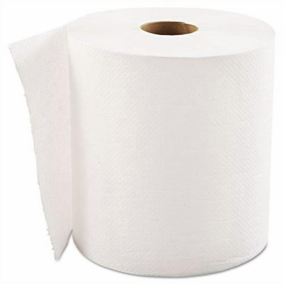 Genpak Hardwound Roll Towels 1-Ply, White, 8" x 600 ft, 12 Rolls/Carton