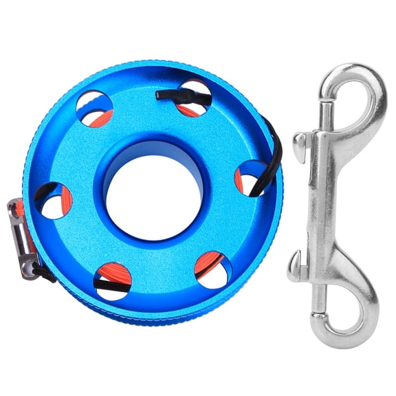 Stainless Steel Blue 50M Scuba Diving Finger Spool Reel with Fluorescent Orange Line - Underwater Snorkeling Accessory