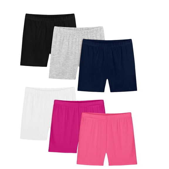 LIJCC 6 Pack Set Girls Cotton Biker Cartwheel Shorts Kids Safety Under Dress Biker Running Dance Yoga Shorts(Pink,2-3 Years)