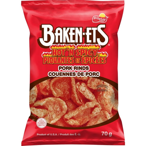 Baken-Ets Hot 'N Spicy Flavoured Pork Rinds, 70 GM