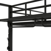 Euroco Metal Full over Full Bunk Bed wih Storage Shelves, Clothes Habnger and LED Light for Kids Teens Room, Black