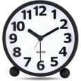 thumbnail image 1 of Silent Analog Alarm Clock,Black Metal Large 3D Digits,Non Ticking Table Clock with Night Light Bedside Alarm Clock 10.8cm, 1 of 4