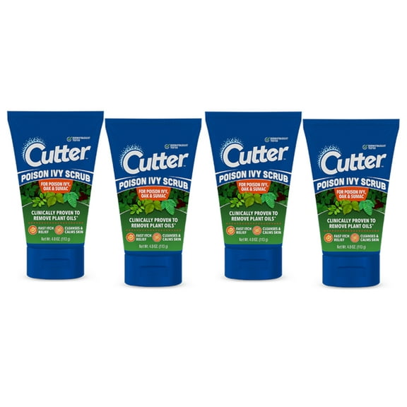 Cutter Poison Ivy Scrub For Poison Ivy, Oak, & Sumac, 4 Ounces - Pack of 4