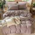 thumbnail image 7 of MooMee 100% Washed Cotton Duvet Cover Set Cal-King Linen Like Textured Breathable Lightweight 3-Piece (Mauve Brown, 104"x98"), 7 of 7