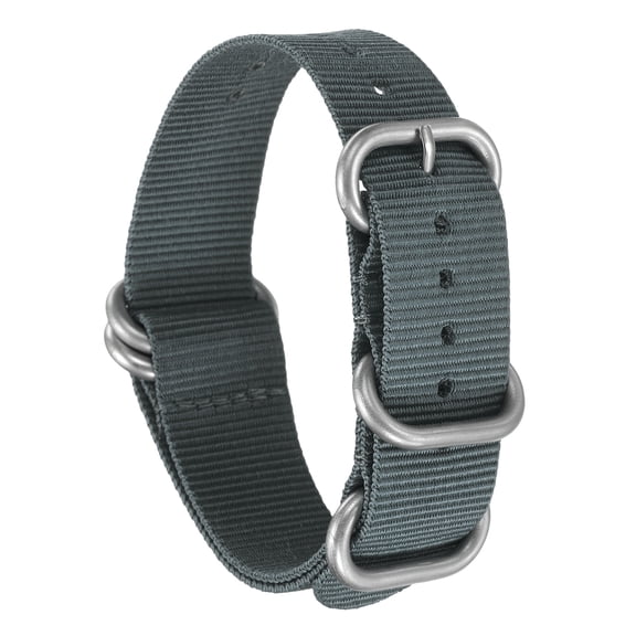 Uxcell Nylon Watch Band 20-26.5mm Single Pass Watch Straps Replacement Bands for Men Women with Silver Buckle Gray