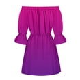 thumbnail image 5 of Mini vestido floral de manga acampanada y hombros descubiertos para mujer - Vestido informal de playa, 5 of 5