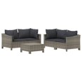 thumbnail image 2 of vidaXL 5 Piece Patio Lounge Set with Cushions Gray Poly Rattan, 2 of 38