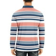 thumbnail image 4 of Mens Shirts Long Sleeve Shirts for Men 2025 Fall Trendy Color Block Striped T-Shirt Lightweight Button V-Neck Henley Shirts, 4 of 7
