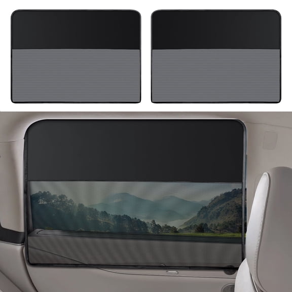 LSTRAGY Magnetic Car Window Shades Half-Blackout Half-Mesh Sun UV Protection 2 Pack