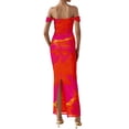 thumbnail image 2 of Vestido PRETTYGARDEN Verano 2025 Naranja con Hombros Descubiertos y Fruncido XXL, 2 of 5