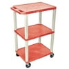 Luxor 300 lb. 24" x 18" 3-Shelf Red Utility Cart