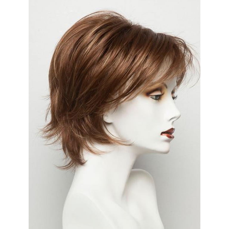 Pixie Cut Wig Short Brown Layered Synthetic Hair with Bangs Glueless Heat ILIKEHAIR main image 4