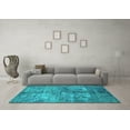 thumbnail image 3 of Ahgly Company Machine Washable Indoor Square Oriental Turquoise Blue Industrial Area Rugs, 7' Square, 3 of 4