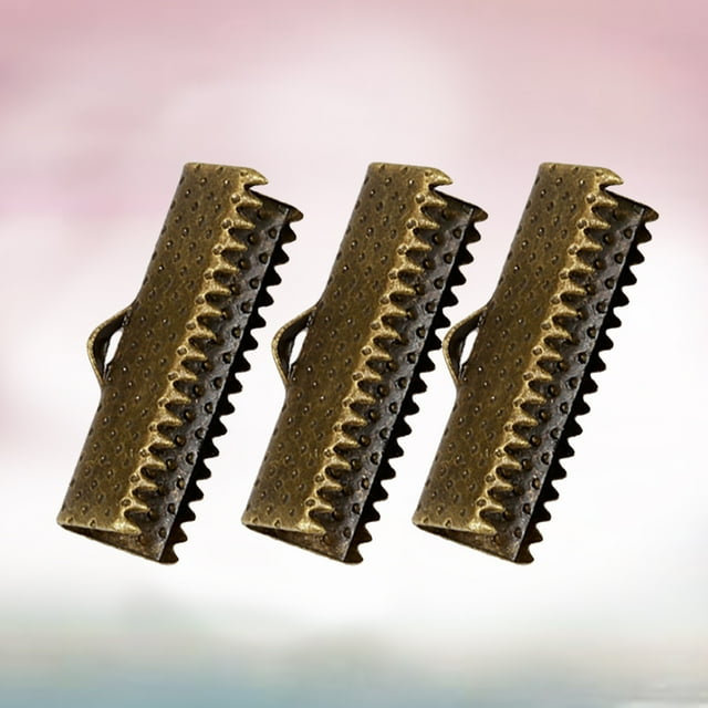 OULII 100Pcs Golden Jewelry Cord Ends with Textured Crimp Clamps for Bracelets and Necklaces