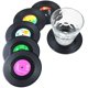 thumbnail image 3 of Juego de 12 posavasos retro para CD posavasos negros bajo cristal, 3 of 4