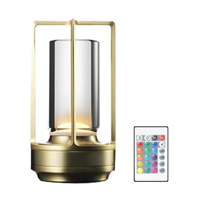 Lámpara de mesa táctil, lámpara de mesilla de noche con control remoto, ideal para bodas y sala de estar LED. oro