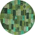 thumbnail image 1 of Ahgly Company Machine Washable Indoor Round Abstract Turquoise Blue Modern Area Rugs, 6' Round, 1 of 4