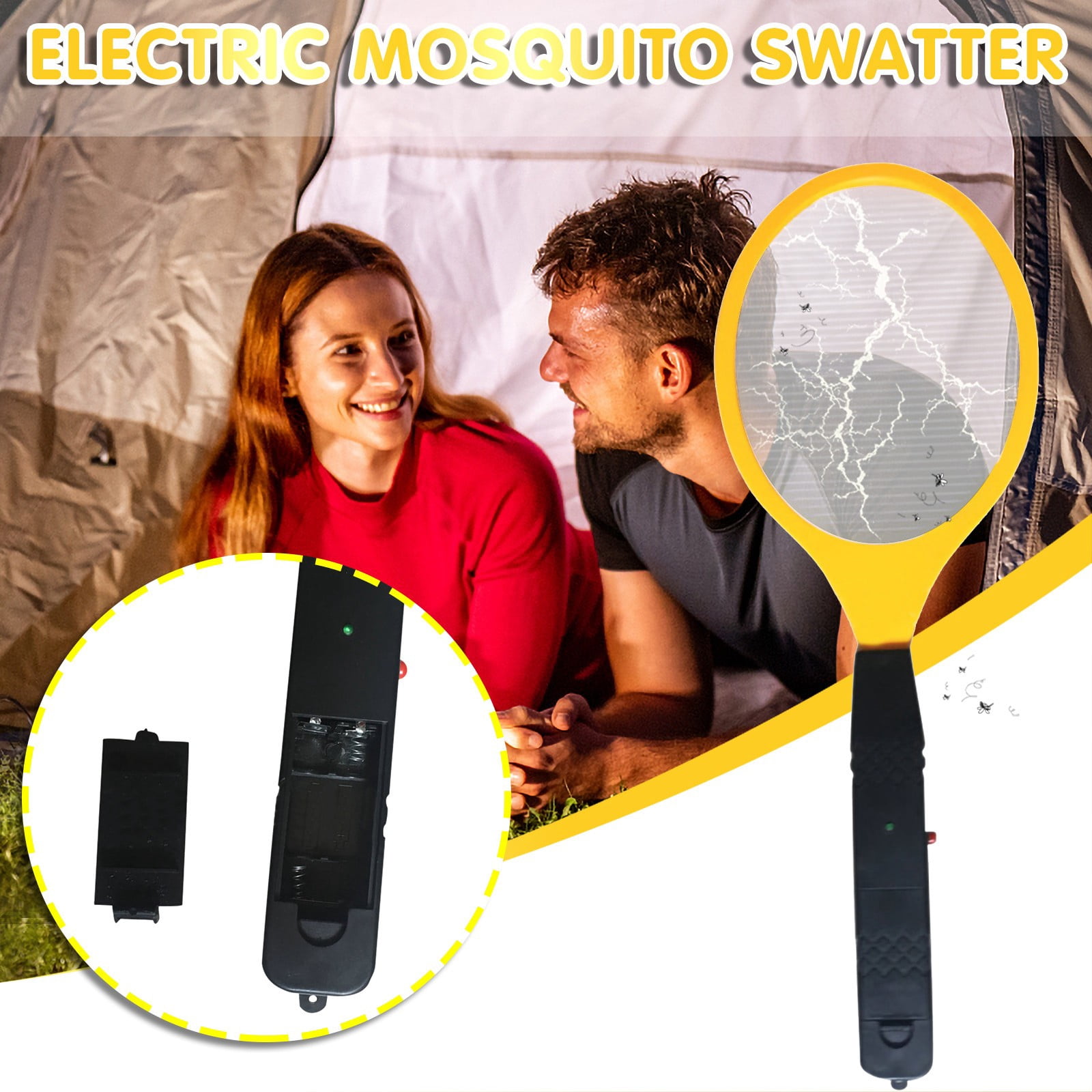 Qiweii 2 in 1 Electric Bug Zapper, Mosquitoes Trap Lamp & Racket, USB Rechargeable Electric Fly Swatter for Home and Outdoor Powerful Grid 3-Layer Safety Mesh Safe to Touch, Pack of 2