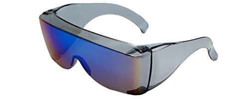 Calabria 3000 Large Fit Over Safety Glasses Fitover Prescription Eyewear Blue Men Women Wraparound Tinted Anti Scratch Glare