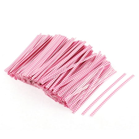Grid Pattern Gift Candy Bags Packaging Twist Ties Pink 1200pcs