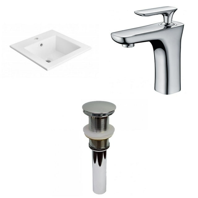 American Imaginations 21-in. W 1 Hole Ceramic Top Set In White Color - Drain Incl. AI-32710