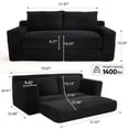 thumbnail image 3 of HK DONEXT Loveseat Sofa Bed with Memory Foam & Steel Frame - Convertible 2-in-1 Design, Black Corduroy, No Assembly, 3 of 8