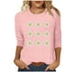 thumbnail image 1 of Tops de Cuello Redondo para las Mujeres Moda Impresa 3/4 Mangas Blusa Casual Top, Estante de Imitación, 1 of 5