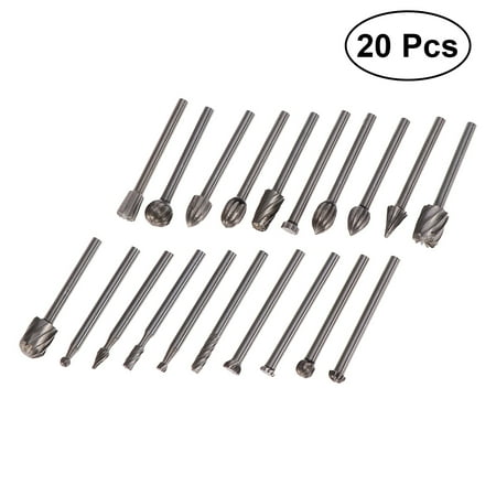 

20 Pcs High Steel Rotary Burrs Set for Woodworking Polishing Carving Drilling Engraving (Silver)