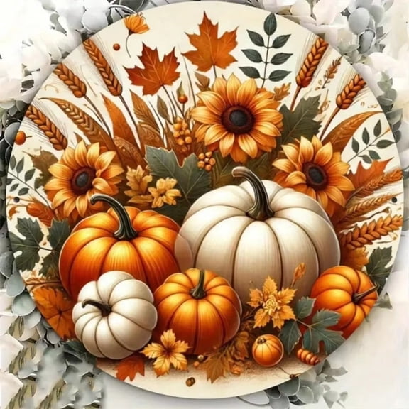 HELLOYOUNG Harvest Pumpkin Metal Wall Art Vintage Decor Sign for Home Kitchen Fall Thanksgiving Gifts Wall Decor Farmhouse Rustic Tin Art