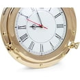 thumbnail image 4 of Nagina International Premium Nautical Brass Porthole Clock | Pirate Ship's Elegant Metal Roman Dial Face Wall Clock | Home Decorative Gifts (10 Inches), 4 of 6
