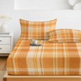 thumbnail image 6 of Twin Sze Fitted Sheet Set - Orange Plaid 2 Piece Bedding Sets 16" Deep Pocket Fitted Sheet with 1 Pillowcase, Fall Gingham Grids Striped Minimalist Brushed Microfiber Hotel Luxury Bed Sheets, 6 of 9