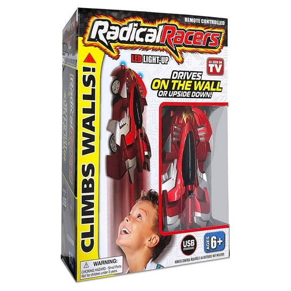 Radical Racers Wall-Climbing Car, Remote-Controlled with 360 Degrees Turn Functionality for Multi Directional Play As Seen On TV (Red)