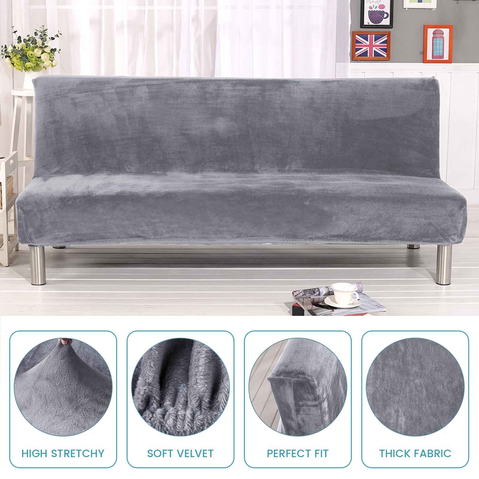 Details about   H.VERSAILTEX Armless Futon Cover Stretch Sofa Bed Slipcover Protector Elastic Fe 