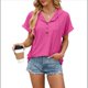 thumbnail image 3 of Blusa con Capucha y Botones de Color Liso para Mujer, Blusa Informal de Verano con Cordón Ajustable. Rosa Roja XL, 3 of 10