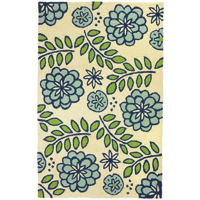 Jellybean JIO-JB003C 34 x 54 in. Blue Marigolds Indoor & Outdoor Area Rug