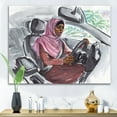 thumbnail image 2 of Designart ' Arabian Lady Driving A Car III ' Modern Canvas Wall Art Print, 2 of 4