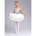thumbnail image 3 of Yanarno Robe Tutu de Danse pour Filles Enfants Paillettes Jazz Fête Robe de Danse Costume de Performance sur Scène Argent 14, 3 of 7