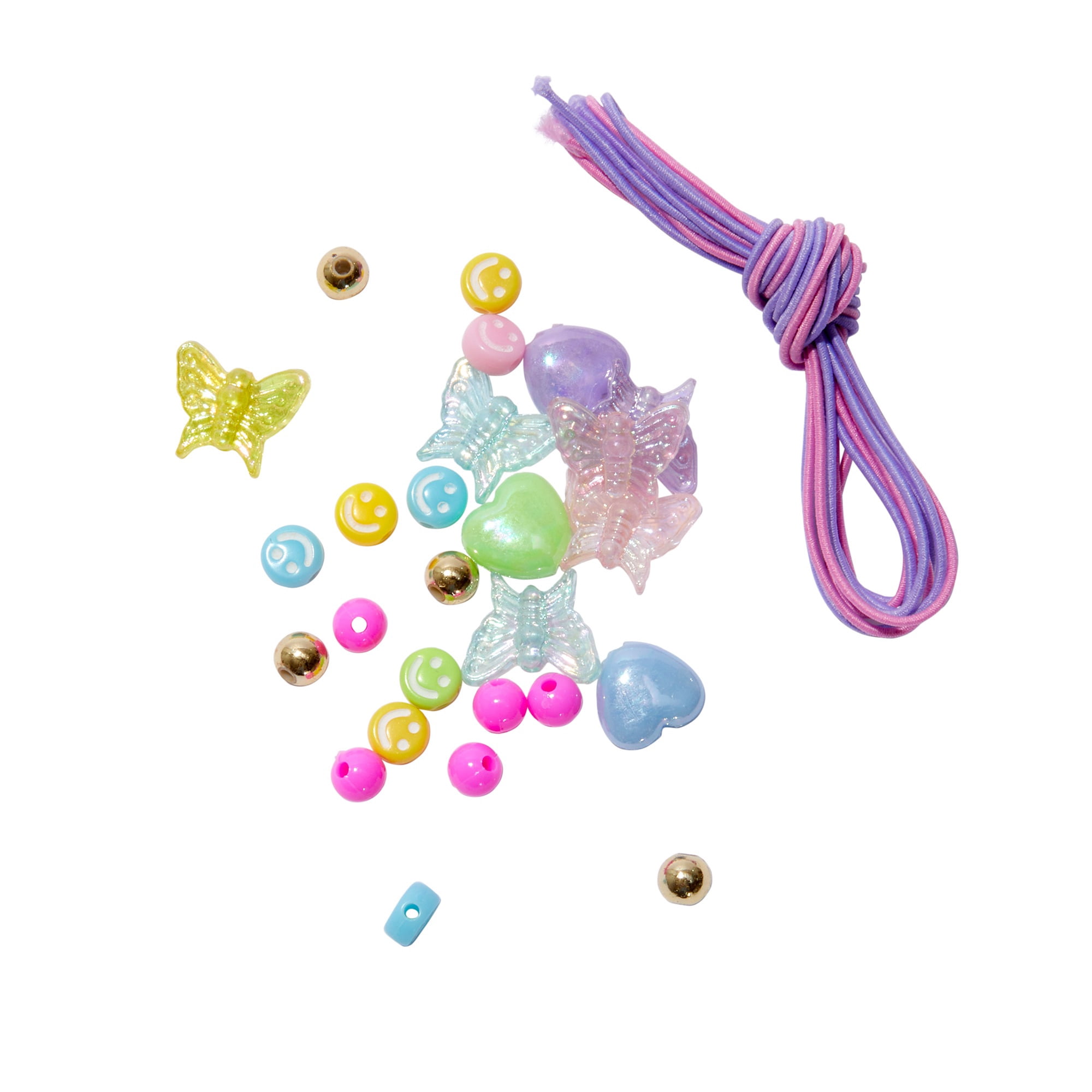 Claire's Children's Rainbow Bead Bracelet & Necklace Making Kit in Butterfly Case