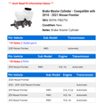 thumbnail image 2 of Brake Master Cylinder - Compatible with 2010 - 2021 Nissan Frontier 2011 2012 2013 2014 2015 2016 2017 2018 2019 2020, 2 of 2