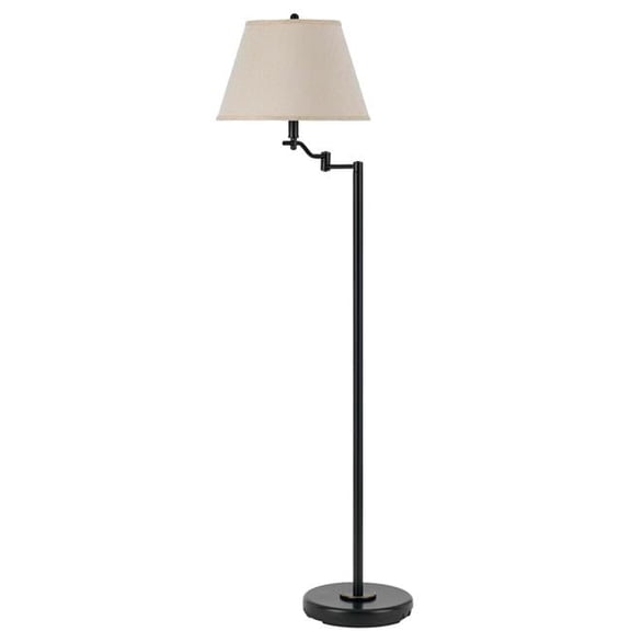 60 in. Bronze Swing Arm Floor Lamp with Beige Empire Shade