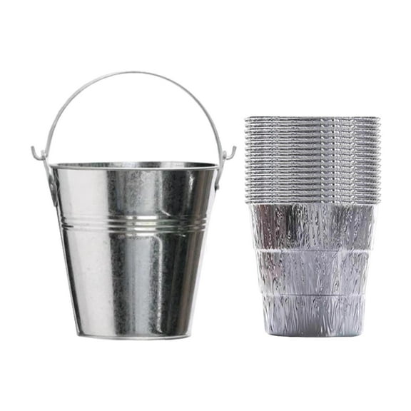 Vsenkes BBQ Grease Bucket with Tin Foil Bucket High Temperature Resistance Drip Tray