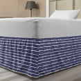 thumbnail image 1 of Abstract Bed Skirt, Horizontal Round Halves Traditional Monochrome Layout of Hand Drawn Items, Elastic Bedskirt Dust Ruffle Wrap Around for Bedding Decor, 4 Sizes, Indigo and White, by Ambesonne, 1 of 2