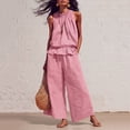 thumbnail image 2 of AzureSilk Summer Outfits For Women's Linen 2 Piece Outfits Sleeveless Ruffle Top Wide Leg Pants Summer Loungewear Beach Sets Vacation Outfits For Women, 2 of 4