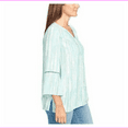 thumbnail image 2 of Gloria Vanderbilt Women's V-Notched Neckline Midnight Affair Printed Blouse 2X/Paint Flow Aqua Mist, 2 of 2