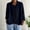 Navy women casual button down blouse a1, variant on Yrmaups Casual Button Down Blouse for Women, 3/4 Sleeve Loose Fit Collared Top, Soft Breathable Cotton Shirt for Office Holiday Travel Daily Wear, Dark Gray L