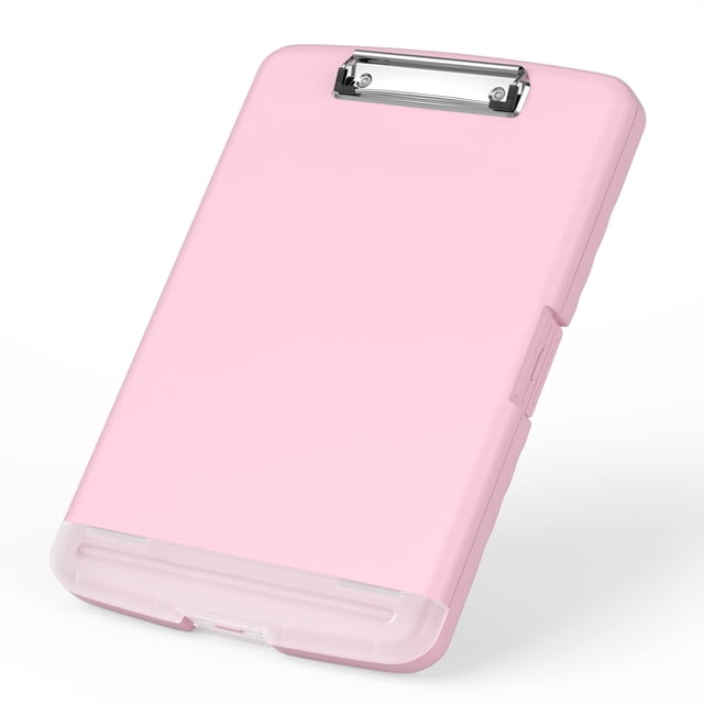 Caja de almacenamiento con portapapeles Rimilak de plástico con almacenamiento, color rosa